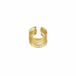 Steel Rings Open Plain Ring - Interlaced Threads - Gold and Steel Color