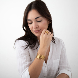 Steel Rings Open Plain Ring - Interlaced Threads - Gold and Steel Color