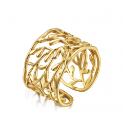 Steel Rings Plain Open Ring - Branches - Gold Color and Steel Color