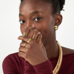 Steel Rings Plain Open Ring - Branches - Gold Color and Steel Color