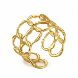 Steel Rings Plain Open Ring - Candies - Gold Color and Steel Color