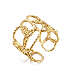 Steel Rings Plain Open Ring - Link - Gold Color and Steel Color