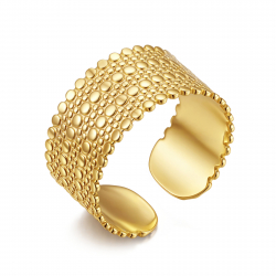 Steel Rings Plain Open Ring - Textured - Gold Color and Steel Color