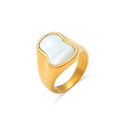 Steel Rings Mineral Steel Ring - Irregular - Gold Plated