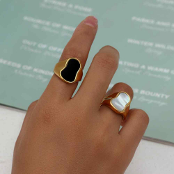 Steel Stones Rings Mineral Steel Ring - Irregular - Gold Plated