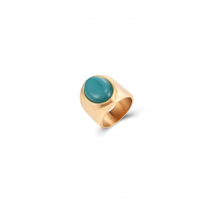 Steel Stones Rings Mineral Steel Ring - Oval - Gold Plated