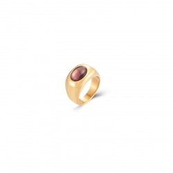 Steel Stones Rings Mineral Steel Ring - Oval - Gold Plated