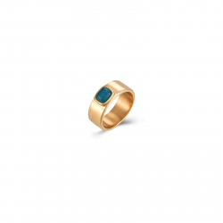 Steel Stones Rings Steel Ring - Mineral Rectangle 6mm - Gold Plated