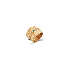 Steel Stones Rings Multi Mineral - Steel Ring - Gold Plated
