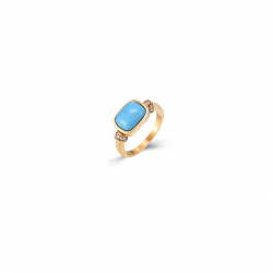 Steel Stones Rings Mineral Steel Ring - Turquoise 8*10 - Gold Plated