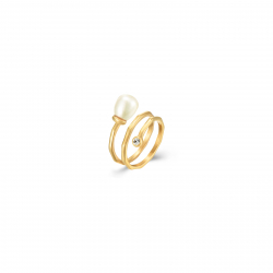 Steel Stones Rings Pearl Mineral Steel Ring - Gold Plated