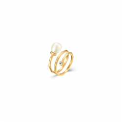 Bagues Acier Minéral Bague Acier Minéral - Perle 8 mm - Dorure Or