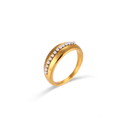 Steel Stones Rings Steel Mineral Ring - Simile Pearl - 7 mm- Gold Color