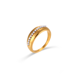 Ringe Edelstahl Minerale Anillo Acero Mineral - Perla Símil - 7 mm - Color oro