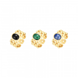 Steel Stones Rings Steel Bricks Ring - Mineral 8,5*7 mm - Gold Colour