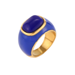 Steel Stones Rings Stainless steel Simile Mineral Ring - Enamel - 15 mm - Gold Color