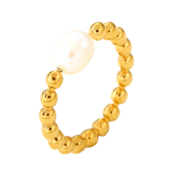 Anillo Acero Liso Anillo Acero Perla - 6 mm - Color Oro y Plata
