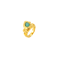 Steel Stones Rings Hammered Steel Ring - 17mm - Amazonite Mineral - Color Gold and Color Steel