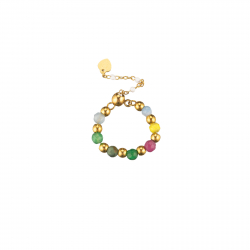 Bagues Acier Minéral Bague Minérale Ajustable - Chaîne - Couleur Or