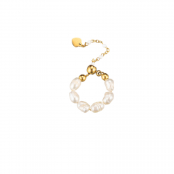 Bagues Acier Minéral Bague Minérale Ajustable - Perles - 4mm - Chaîne - Couleur Or