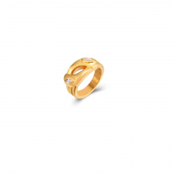 Steel Zirconia Rings Zirconia Steel Ring - Gold Plated