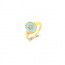 Steel Zirconia Rings Star Enamel - Zirconia - Steel Ring - Gold Plated