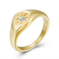 Ringe Edelstahl Zirkonia Ring Edelstahl - Weiße Zirkonia - Stern