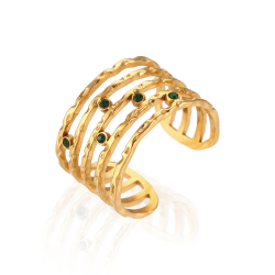 Ringe Edelstahl Zirkonia Ring Edelstahl Offen - Zirkonia - Goldfarben