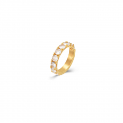 Steel Zirconia Rings Steel Ring - Zircon 4 mm - Gold Color and steel color