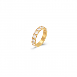 Ringe Edelstahl Zirkonia Stahlring - Zirkon 4 mm - Goldfarbe Stahlfarbe