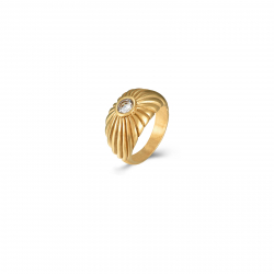 Anillo Acero Circonita Anillo Acero Rayas - Circonita 5mm - 12,50mm - Color oro