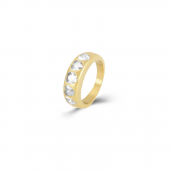 Anillo Acero Circonita Anillo Acero - Circonita 5 Corazon - Color Oro y Acero