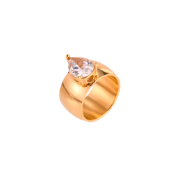 Anillo Acero Circonita Anillo Acero Circonita - 25 mm - Color Oro