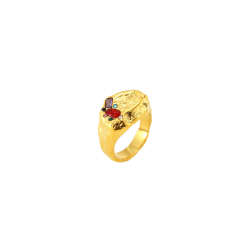 Steel Zirconia Rings Steel Ring - Multi Zirconia - 14 mm - Gold and Steel Color