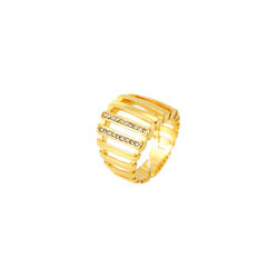 Ringe Edelstahl Zirkonia Edelstahlring Zirkonia - Streifen - 20 mm - Gold- und Stahlfarbe