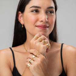 Bronze Rings Ring - Hexagon 18mm - Gold Plated
