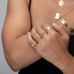 Bronze Rings Ring - Triangle 11mm - Gold Plated