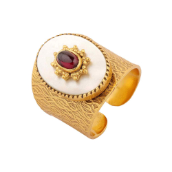 Bronze Stone Rings Mineral Open Bronze Ring - Gold Plated