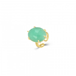 Anillo Bronce Mineral Anillo Ajustable Mineral - Símil Cuarzo Rosa - 27mm - Bañado Oro