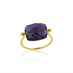Anillo Bronce Mineral Anillo - Ojo 10*12mm - Bañado Oro