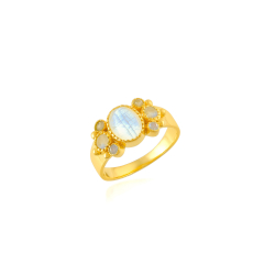 Anillo Bronce Mineral Anillo Mineral - Flor 9*18mm - Bañado Oro