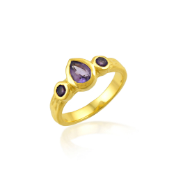 Anillo Bronce Mineral Anillo Mineral - Lagrima 9mm - Bañado Oro