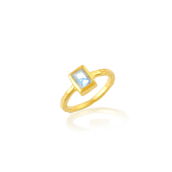 Anillo Bronce Mineral Anillo Mineral - Rectangulo 7*9mm - Bañado Oro