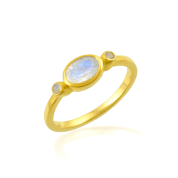 Anillo Bronce Mineral Anillo Mineral - Ovalo 6,5*8,5mm - Bañado Oro