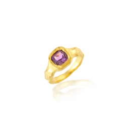 Anillo Bronce Mineral Anillo Mineral - Cuadrado 10mm - Bañado Oro