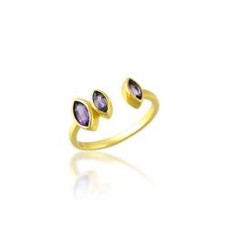 Anillo Bronce Mineral Anillo Mineral - Corte Marquesa 7mm - Bañado Oro