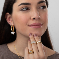 Anillo Bronce  Circonita Anillo Circonita - 11 mm - Bañado Oro
