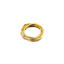 Steel Zirconia Rings Ring Zirconia - Triple - Gold Plated