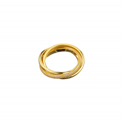 Steel Zirconia Rings Ring Zirconia - Triple - White Zirconia - Gold Plated Gold