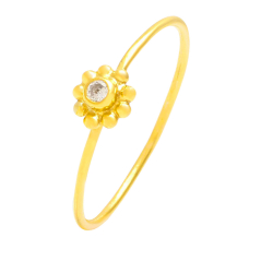 Bronze Zircon Rings Bronze Zirconia Ring - 6 mm Flower - Size 16 - Gold-Plated